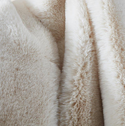 Cassilda Luxury Beige Chinchilla Faux Fur Throw Blanket