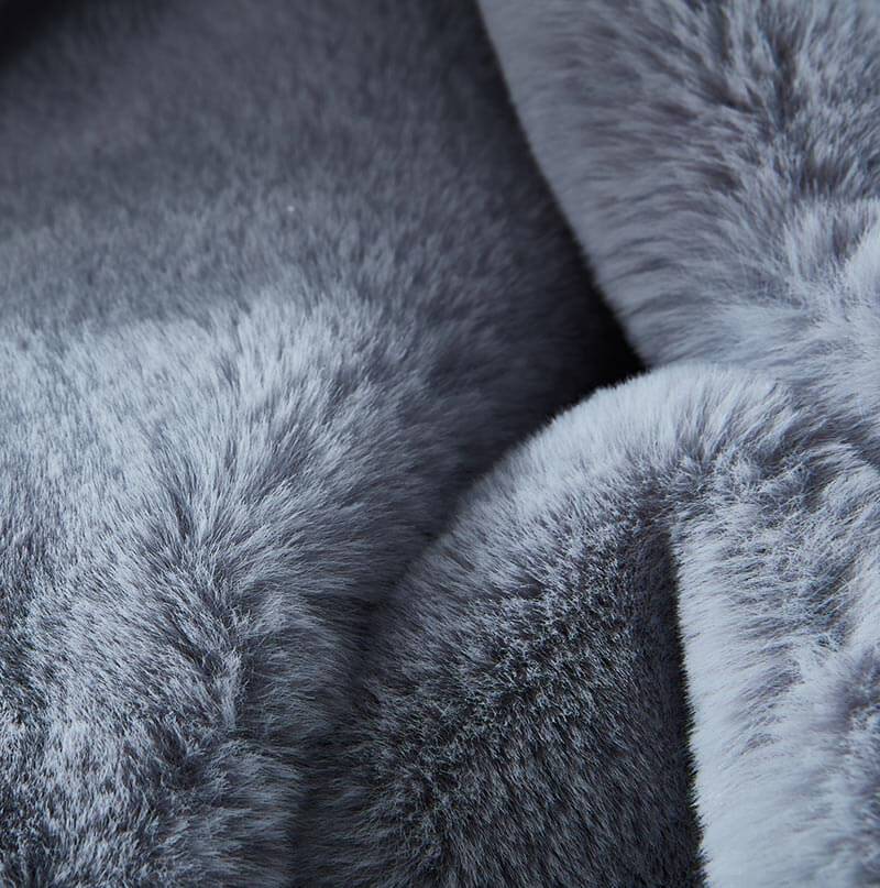 Cassilda Luxury Grey Chinchilla Faux Fur Throw Blanket