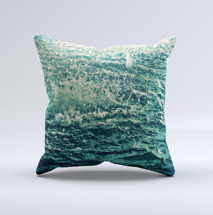 Rough Water Ink-Fuzed Decorative Throw Pillow