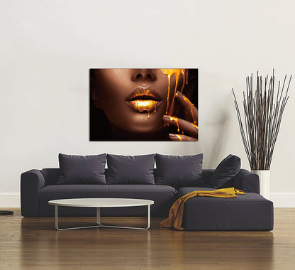 Sensuous Woman and Liquid Gold Acrylic Print Unframed Wall Art