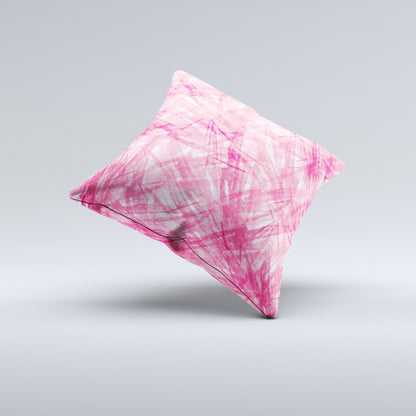 Subtle Pink Watercolor Strokes Ink-Fuzed Decorative Throw Pillow