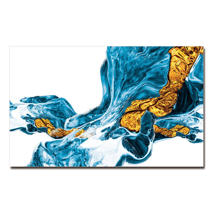 Abstract Turquoise and Yellow Acrylic Print Unframed Wall Art