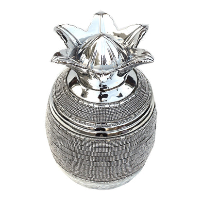 Ambrose Chrome Plated Crystal Embellished Lidded Ceramic Pineapple