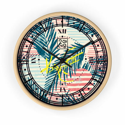 2882Time™ Tropical Palms Stripe Dot Geometric Clock