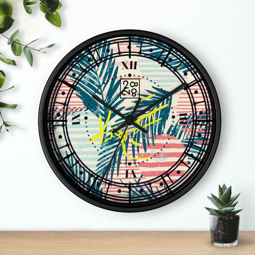 2882Time™ Tropical Palms Stripe Dot Geometric Clock