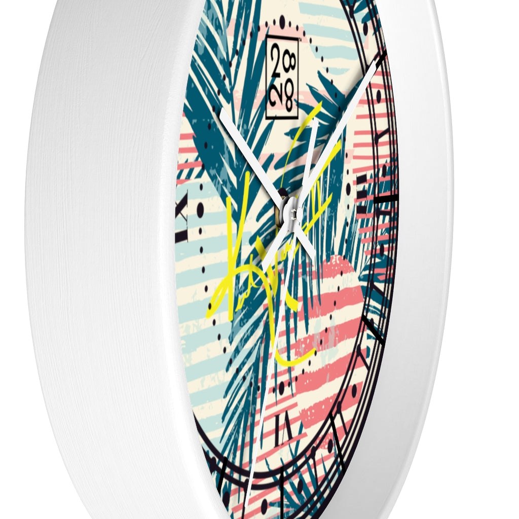 2882Time™ Tropical Palms Stripe Dot Geometric Clock