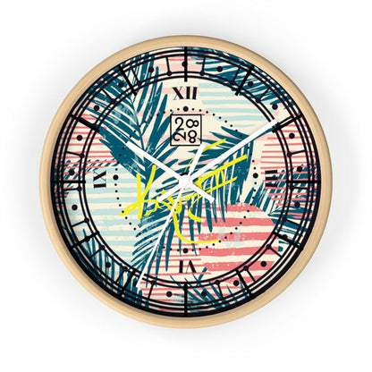 2882Time™ Tropical Palms Stripe Dot Geometric Clock