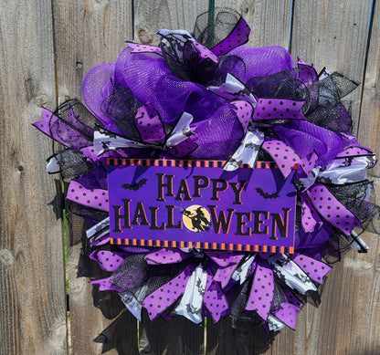 Happy Halloween Witch Deco Mesh Wreath