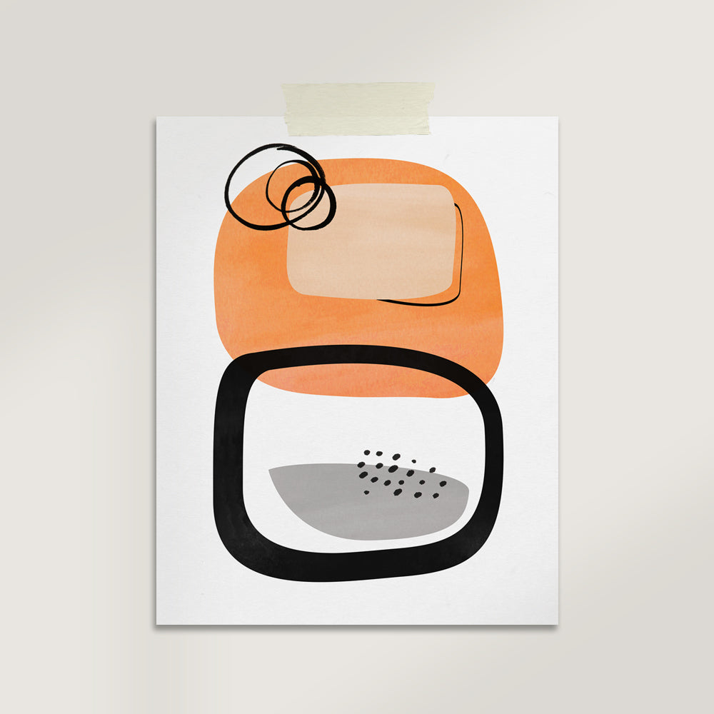 Modern Wall Art - Abstract Orange Black Design