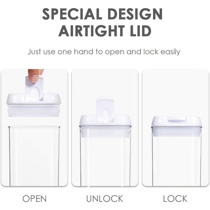 Airtight BPA-free plastic containers with one-handed lock lids