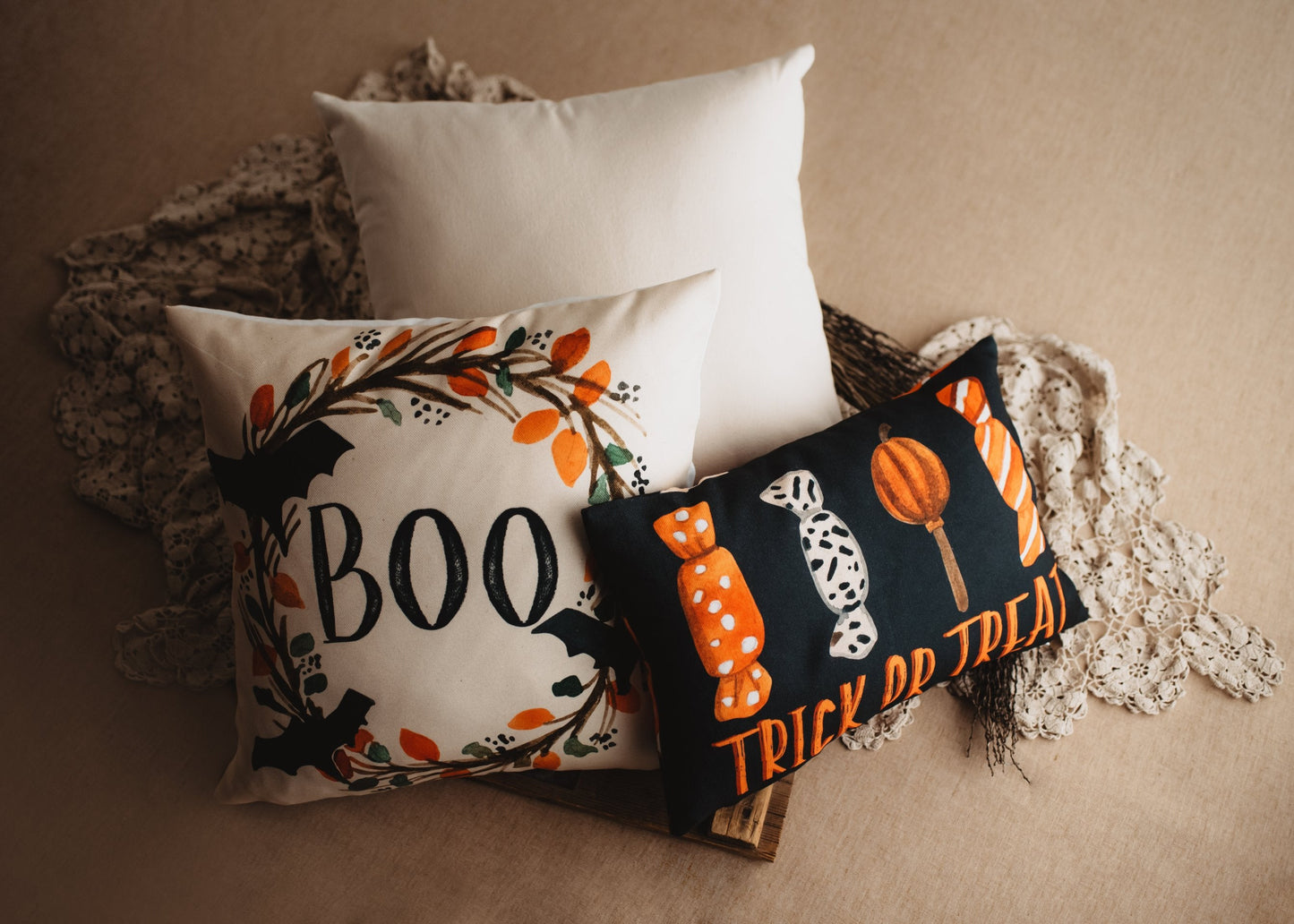 Boo Halloween Wreath Pillow Cover |  Fall decor | Farmhouse Pillows |