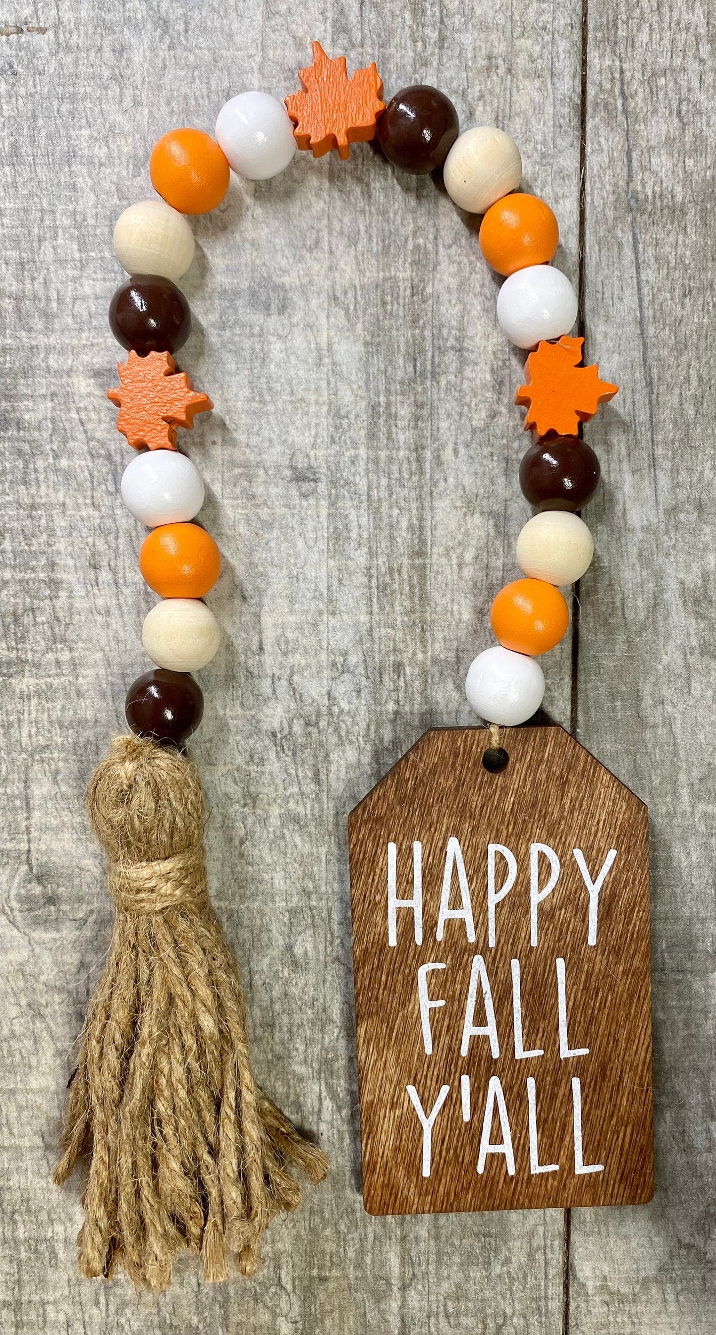 Fall Wood Bead Garland, Fall Tiered Tray Decor, Fall Bead Garland,