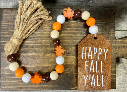 Fall Wood Bead Garland, Fall Tiered Tray Decor, Fall Bead Garland,