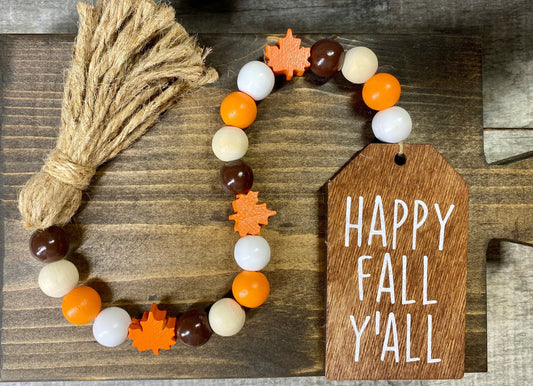 Fall Wood Bead Garland, Fall Tiered Tray Decor, Fall Bead Garland,