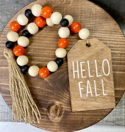 Fall Wood Bead Garland, Fall Tiered Tray Decor, Fall Bead Garland,