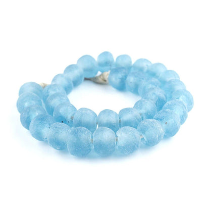 Jumbo Baby Blue Recycled Glass Beads Garland