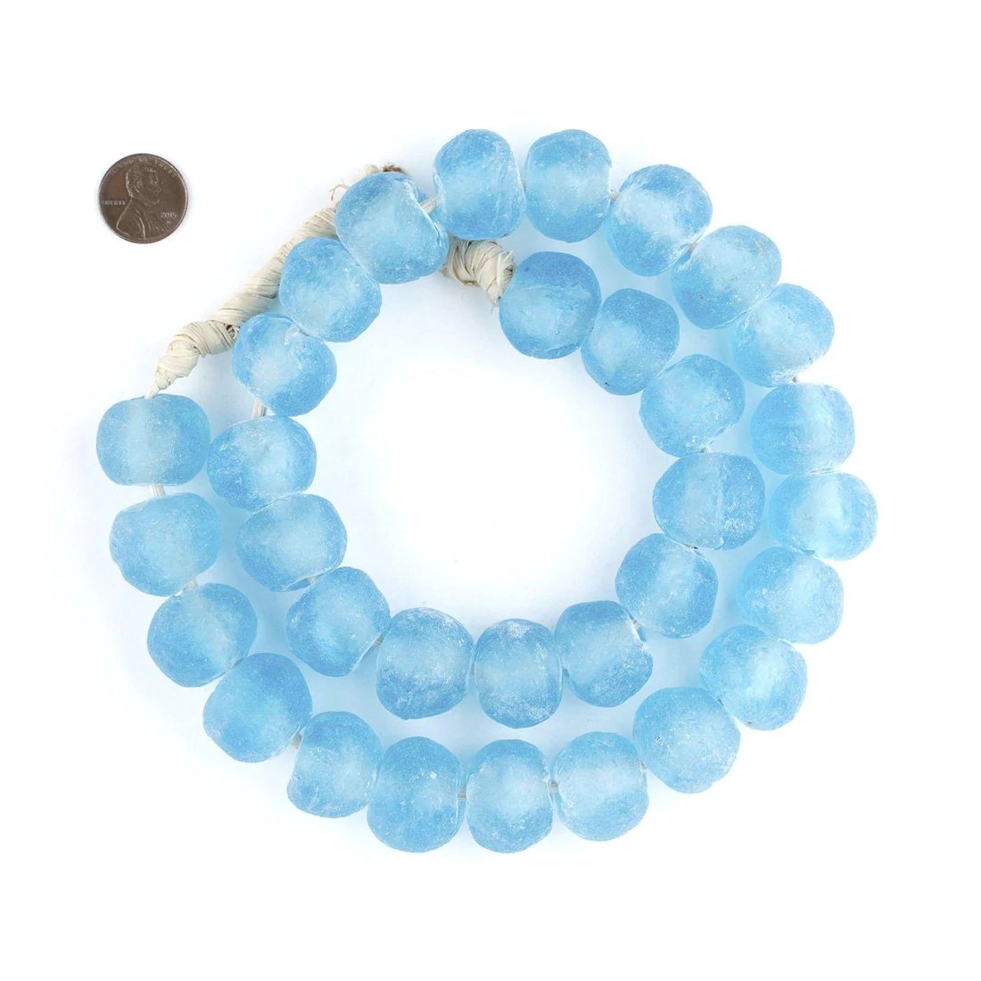 Jumbo Baby Blue Recycled Glass Beads Garland