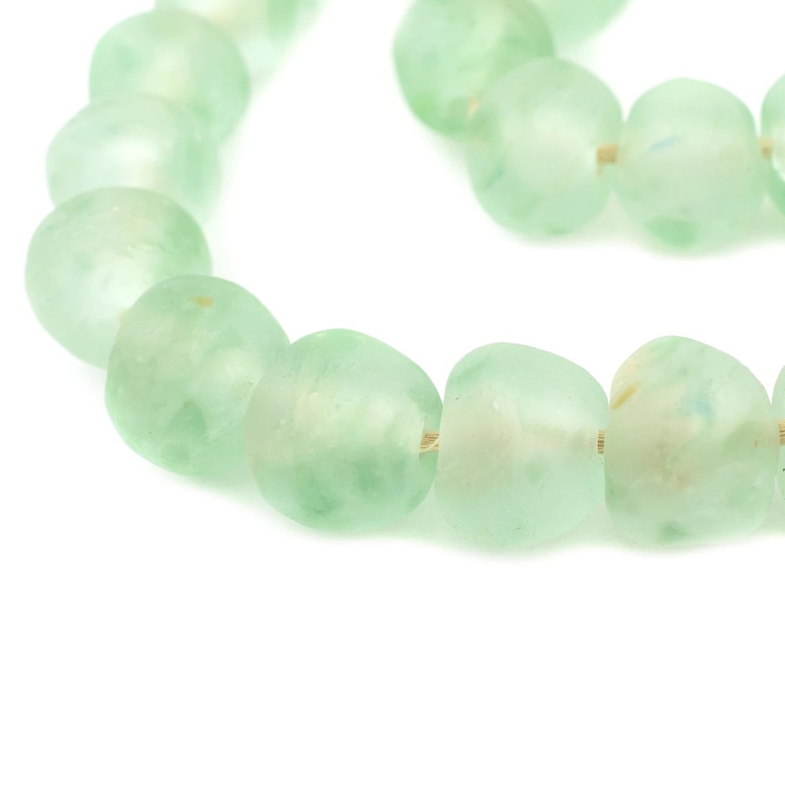 Jumbo Green Aqua Recycled Glass Bead Garland