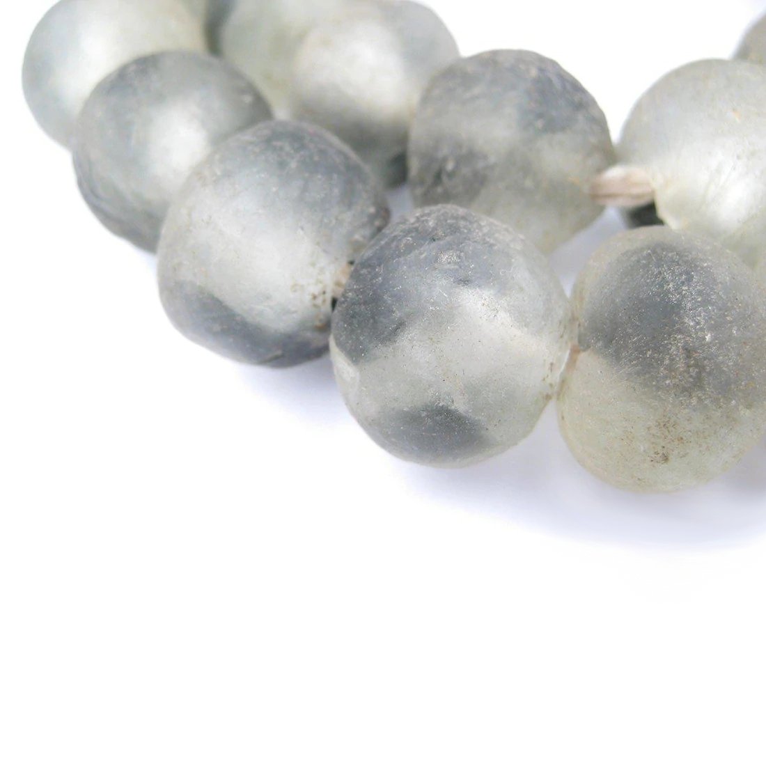 Jumbo Grey Mist Recycled Glass Beads Garland