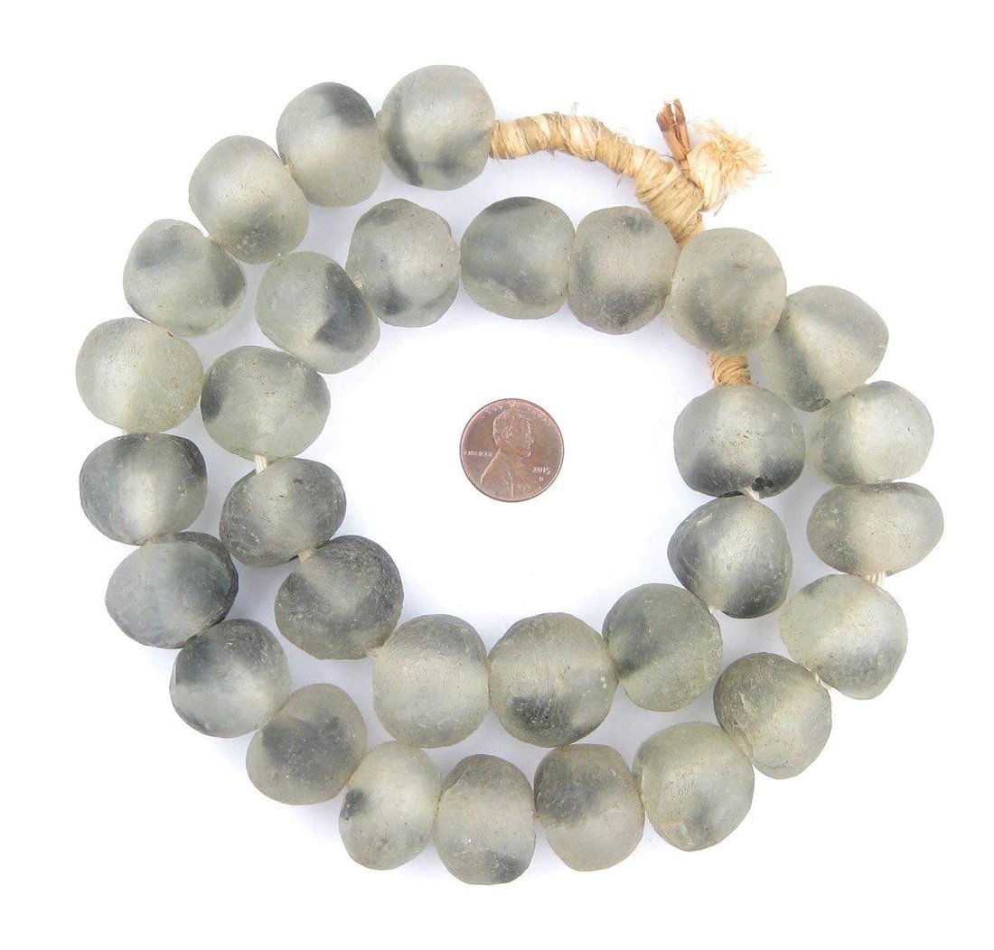 Jumbo Grey Mist Recycled Glass Beads Garland