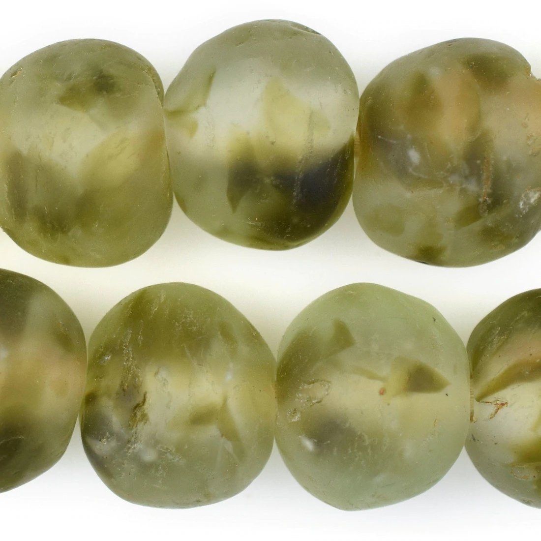 Jumbo Olive Green Recycled Glass Beads Garland