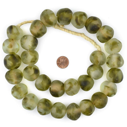 Jumbo Olive Green Recycled Glass Beads Garland