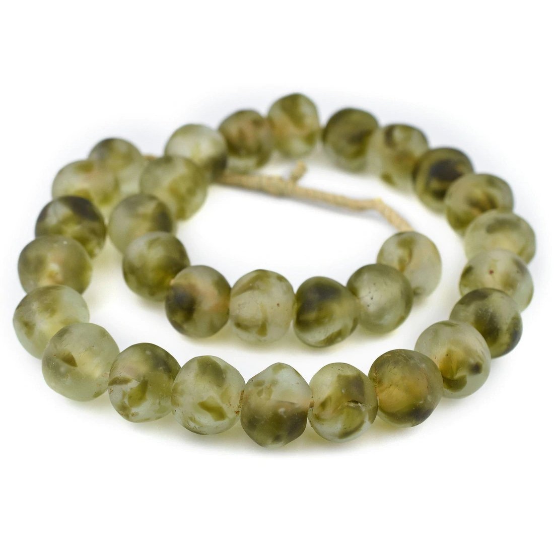 Jumbo Olive Green Recycled Glass Beads Garland