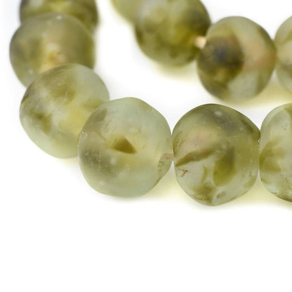 Jumbo Olive Green Recycled Glass Beads Garland