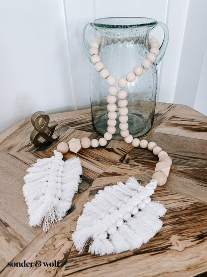 Macrame Feather Bead Garland