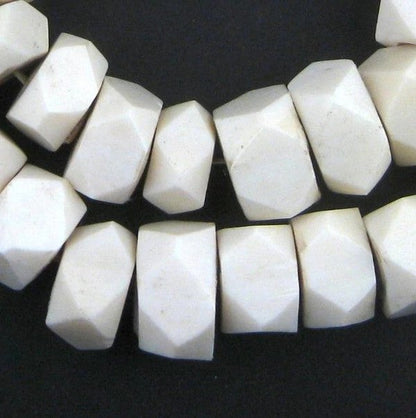 White Bone Faceted Beads Garland