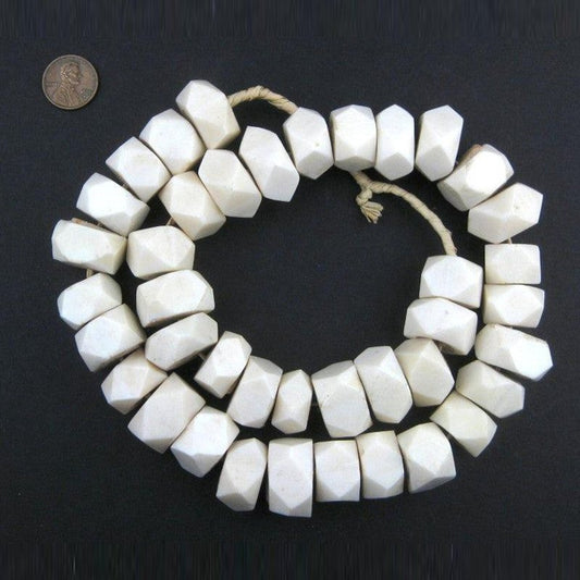 White Bone Faceted Beads Garland