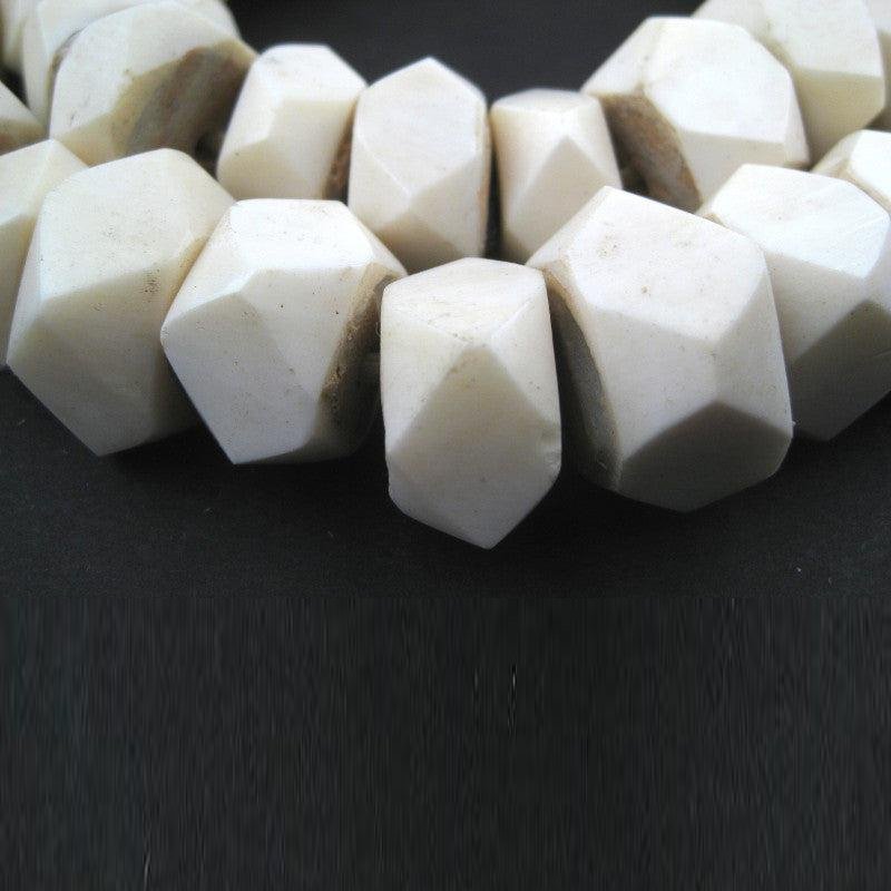 White Bone Faceted Beads Garland