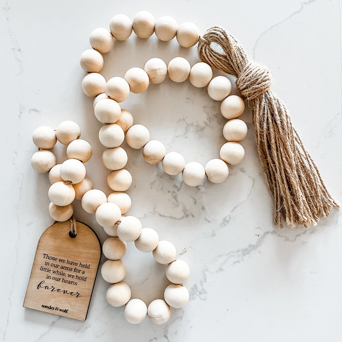 Wood Bead Garland with those we have held in our hearts tag