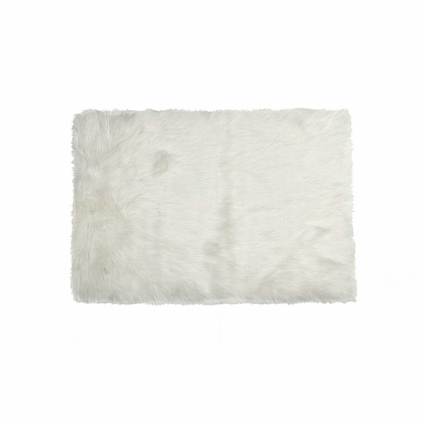 Off White Faux Fur Rectangular Area Rug 5' x 8'