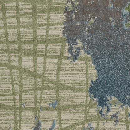 6' x 9' Green or Blue Abstract Design Indoor Area Rug