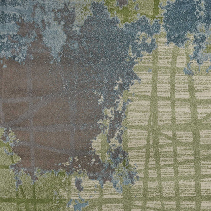 6' x 9' Green or Blue Abstract Design Indoor Area Rug