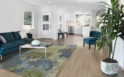 6' x 9' Green or Blue Abstract Design Indoor Area Rug