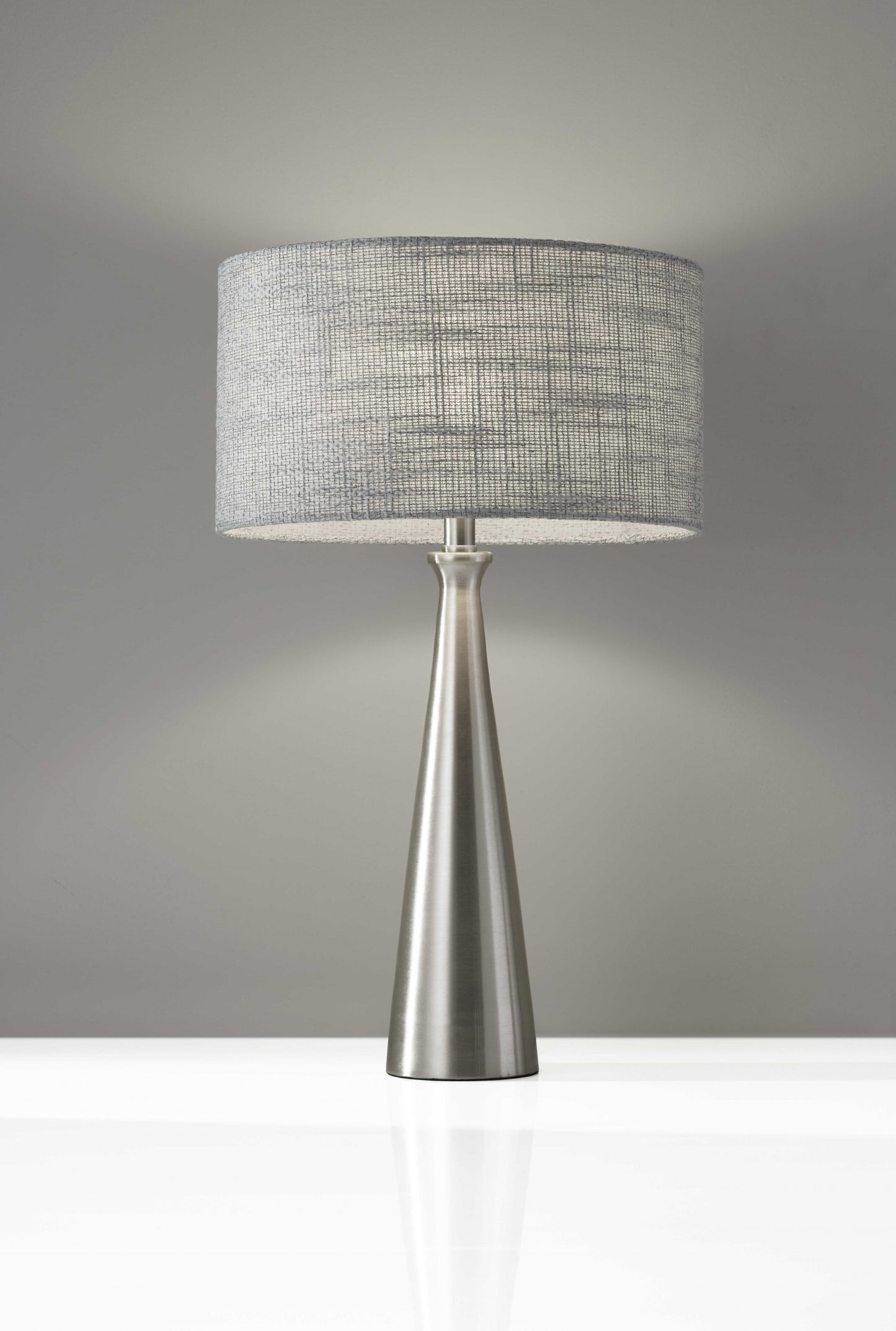 Brushed Steel Metal Finish Tapered BasecTable Lamp