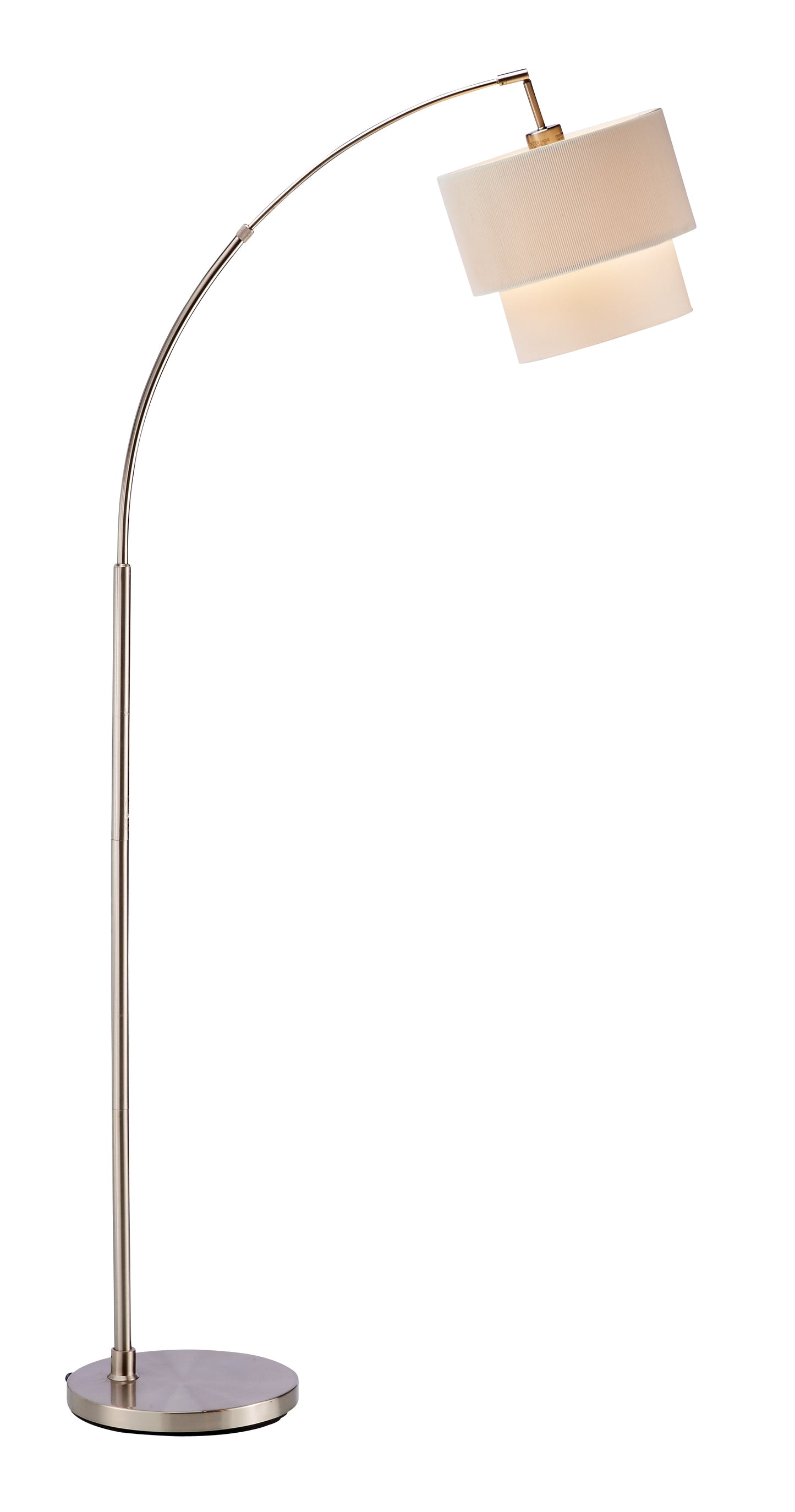 71" Arched Floor Lamp With White Drum Shade