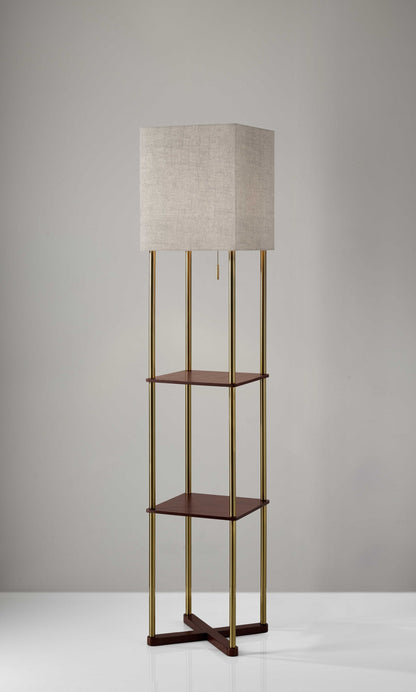 62" Column Floor Lamp With Gray Square Shade