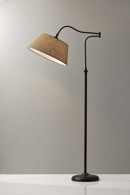 61" Bronze Arched Floor Lamp With Brown Empire Shade