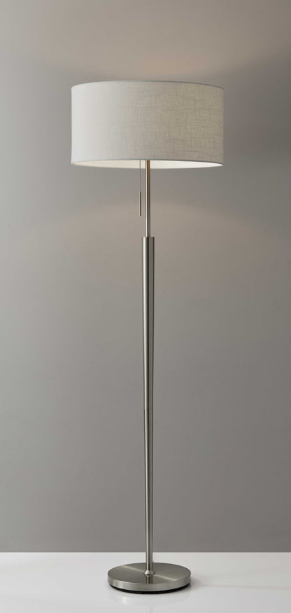 65" Traditional Shaped Floor Lamp With Off-White Drum Shade