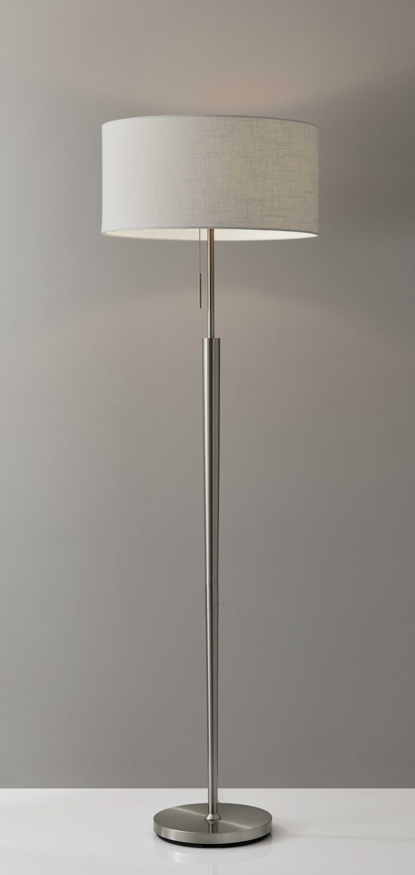 65" Traditional Shaped Floor Lamp With Off-White Drum Shade