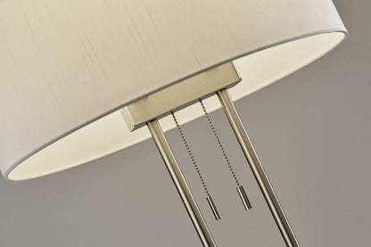 Dual Pole Floor Lamp In Brushed Steel Metal