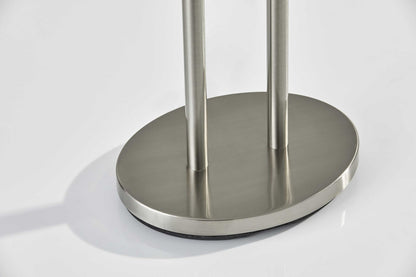 Dual Pole Floor Lamp In Brushed Steel Metal