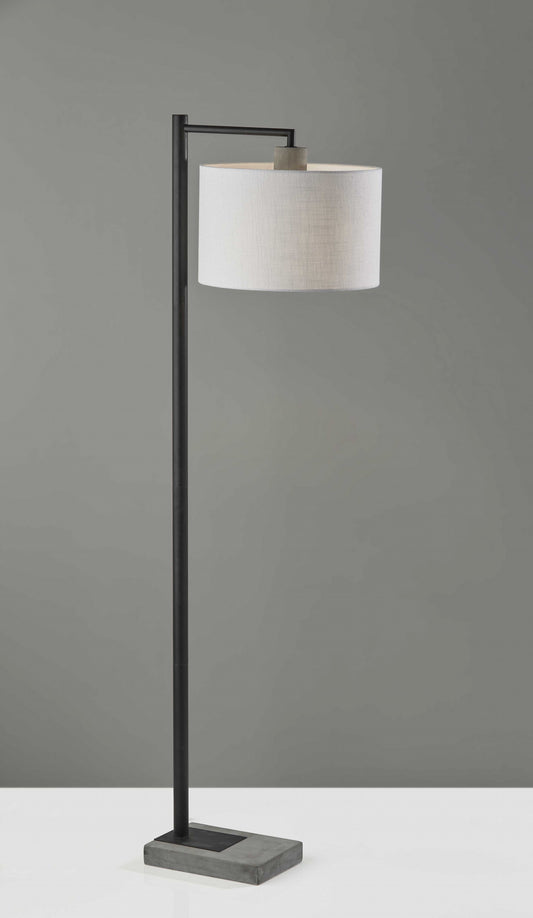 61" Swing Arm Floor Lamp With White Drum Shade