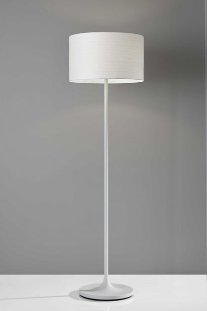 60" White Traditional Shaped Floor Lamp With White Drum Shade