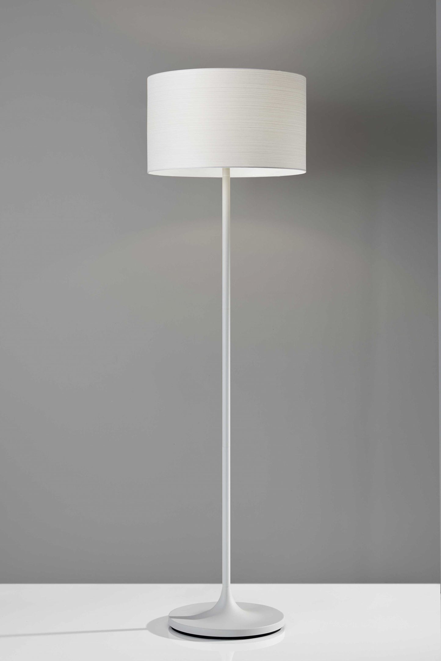 60" White Traditional Shaped Floor Lamp With White Drum Shade