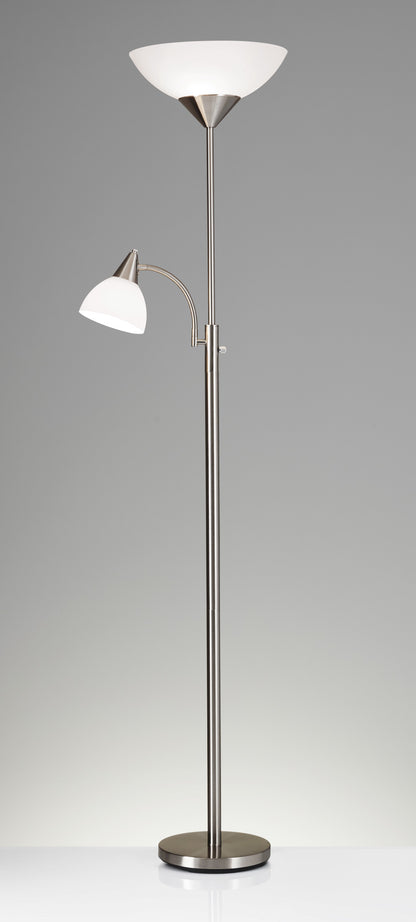 71" Two Light Novelty Floor Lamp With White Bowl Shade