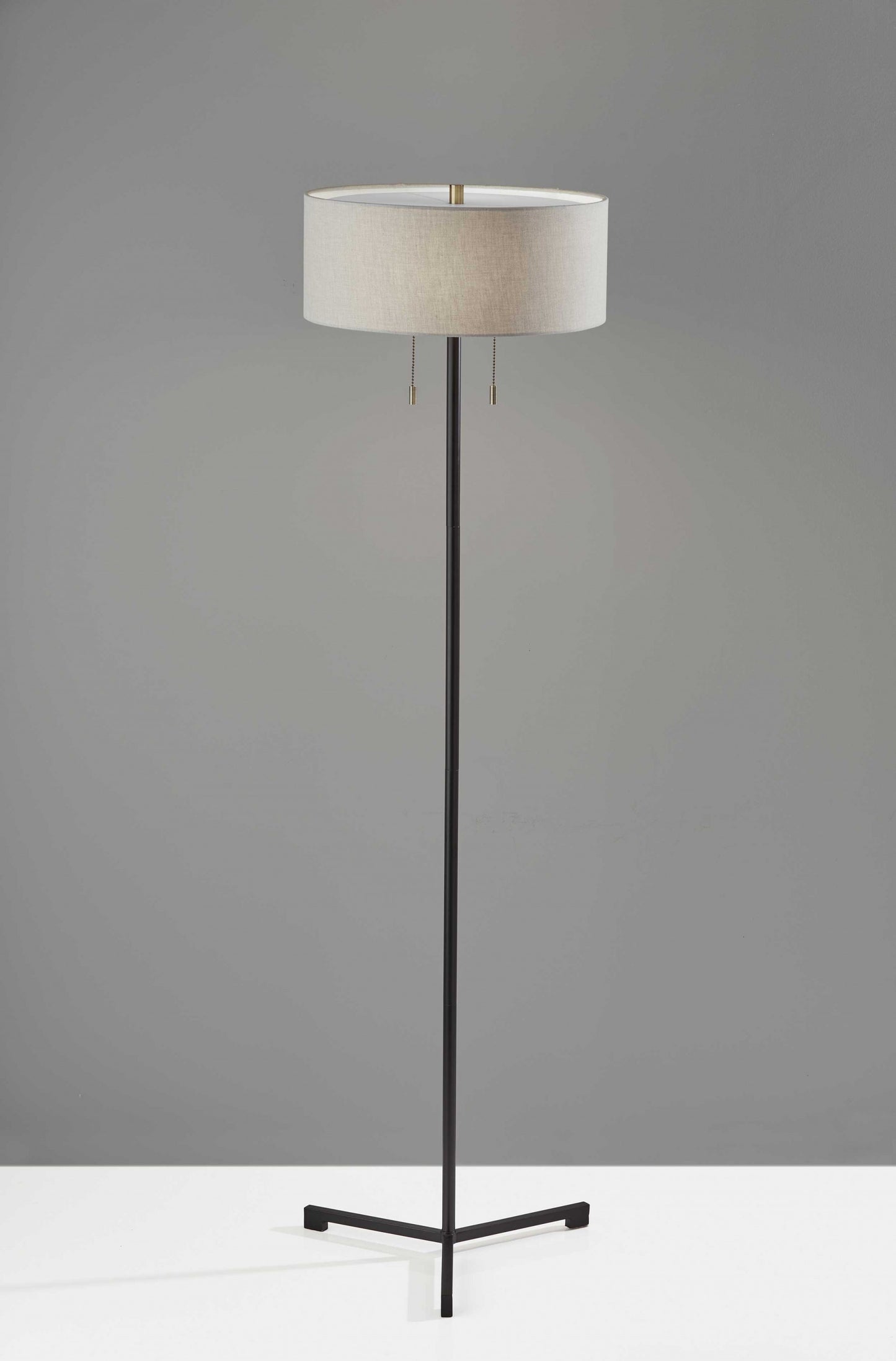 60" Black Traditional Shaped Floor Lamp With White Drum Shade